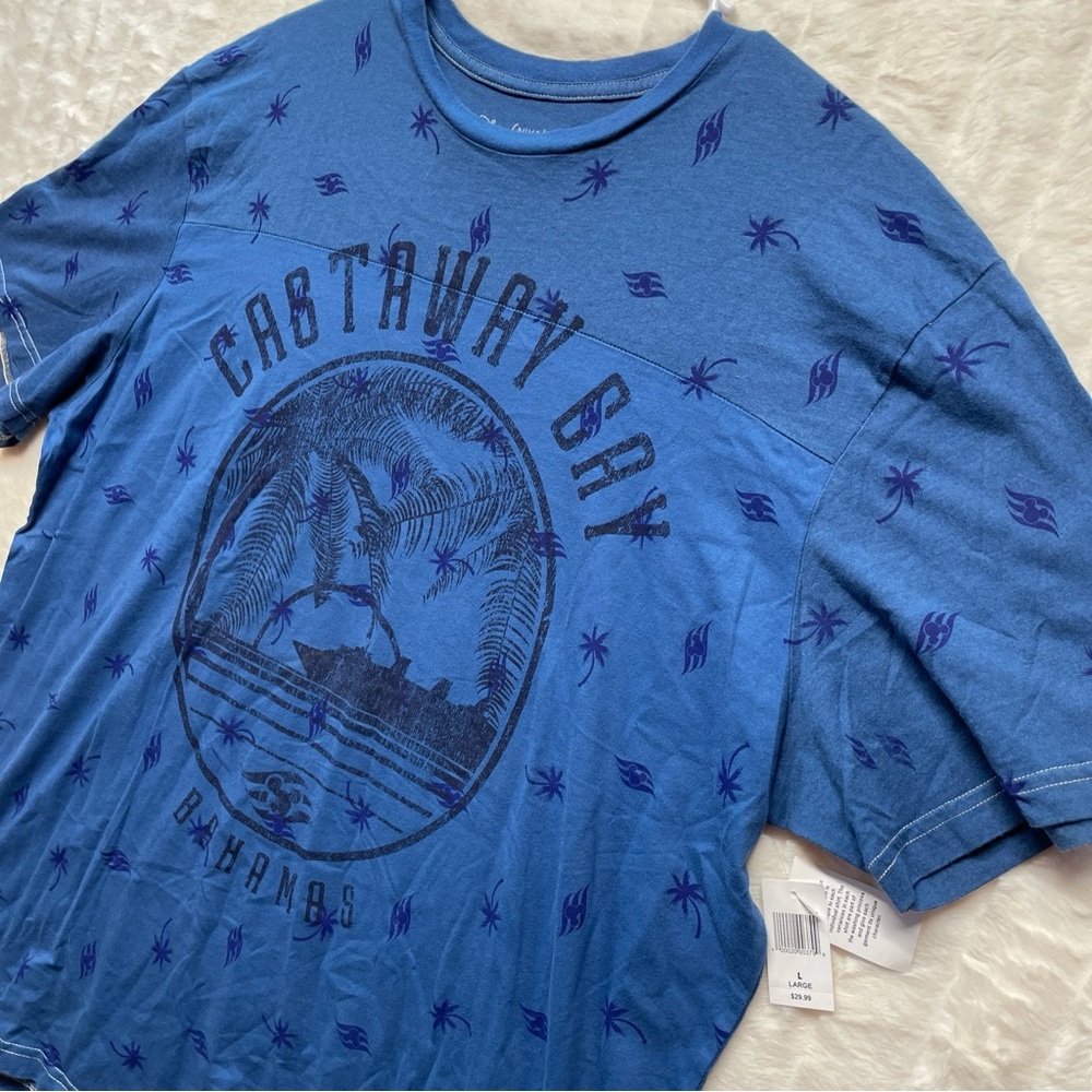 Disney Cruise Line Palm Tree Cruise Logo Bahamas Blue T-shirt Size Men L